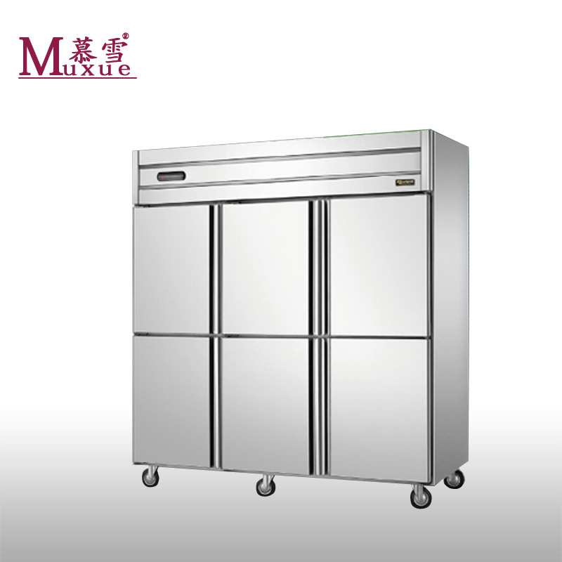六門(mén)雙機(jī)雙溫廚房冰柜冷凍冷藏商用立式不銹鋼冰箱冷藏冷柜廣東貨
